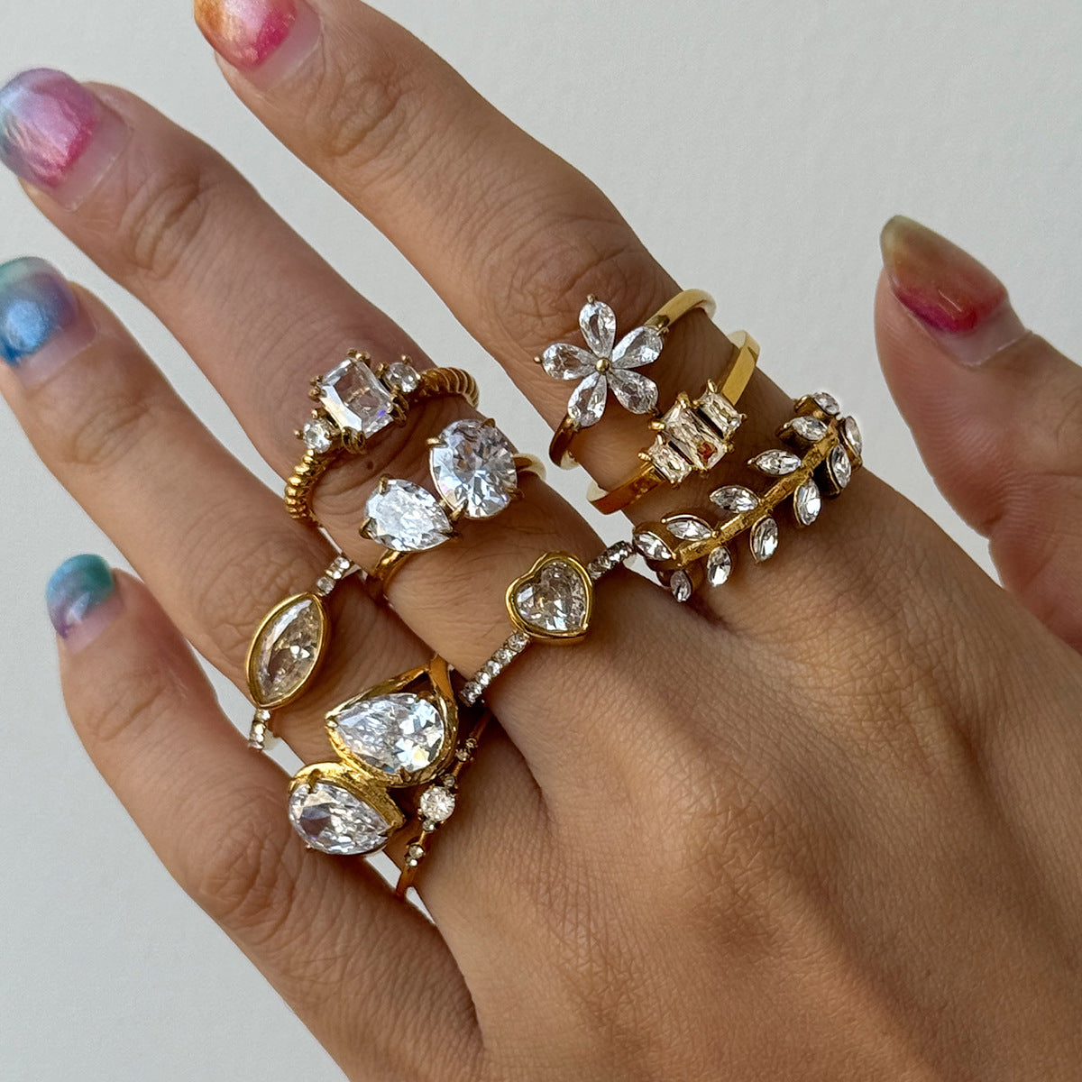 Stainless Steel Dropper Zircon Titanium Light Luxury High Sense Ring
