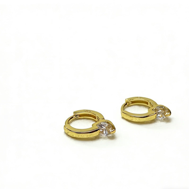 Gold Single Rhinestone Daily Elegant Graceful Light Earrings