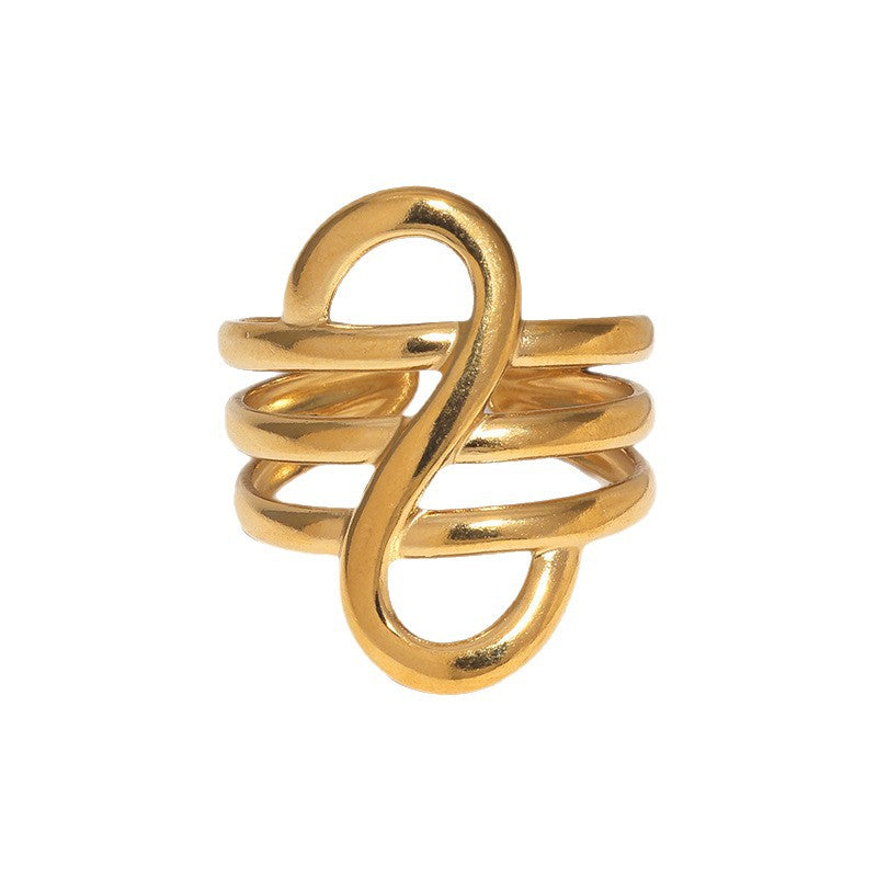 Minimalism Personality Design Stainless Steel Geometric Gold-plated High-grade Open Titanium Ring