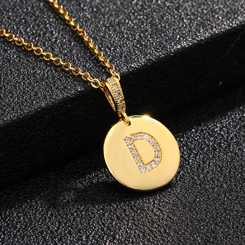 Women's Letter Fashionable English Copper Inlaid Zircon Small Necklaces