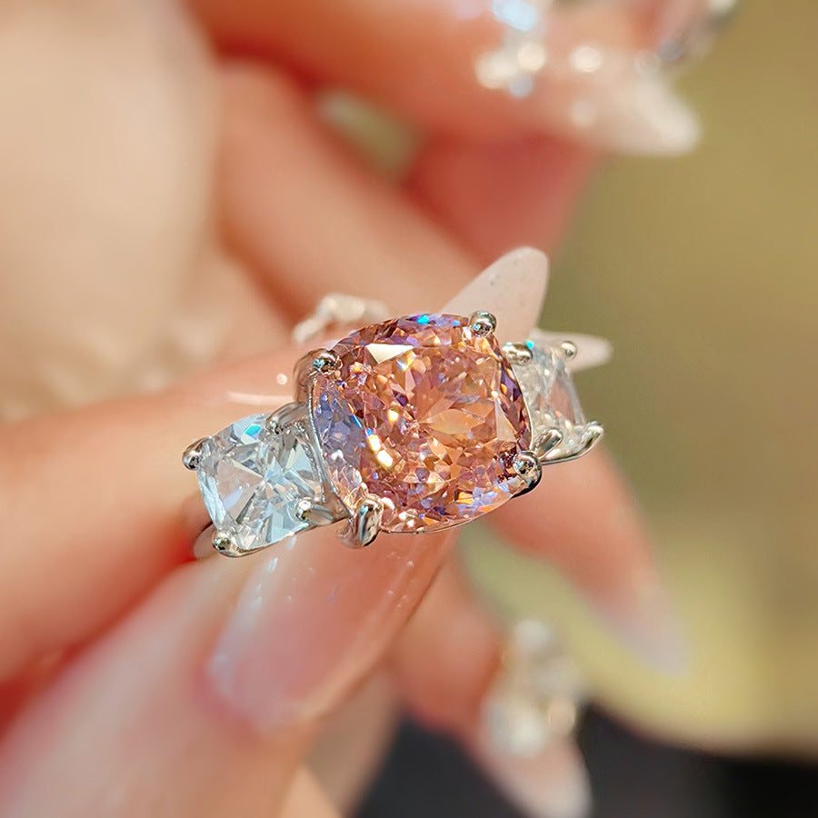Women's Luxury Fashion Versatile Pink Diamond Purple Jewelry Set