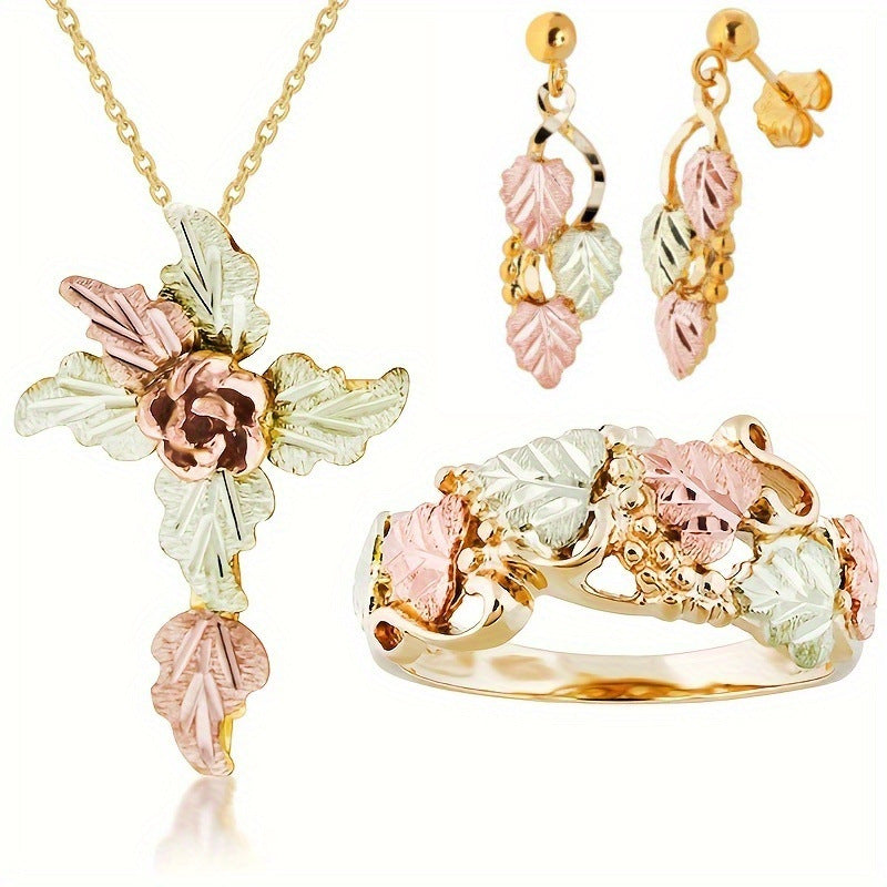 Classy Women's Pcs Elegant Leaf Design Jewelry Set