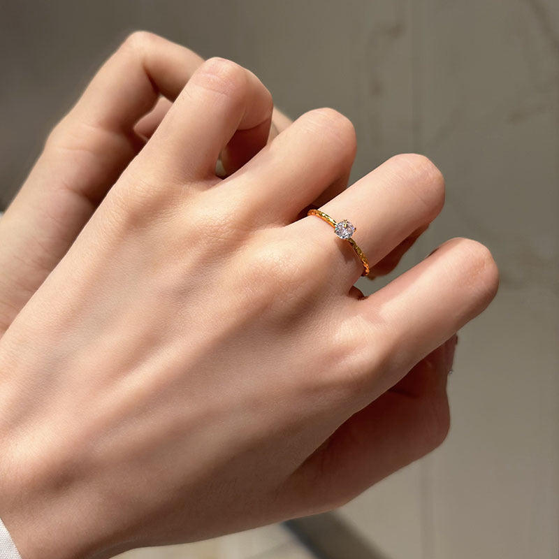 Women's Starry Sky Super Flash Single Diamond Little Rings