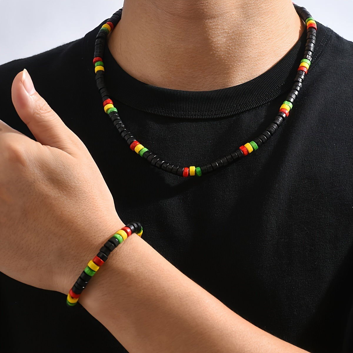 Men's Red Green Yellow Black Simple Fashion Personality Design Necklaces