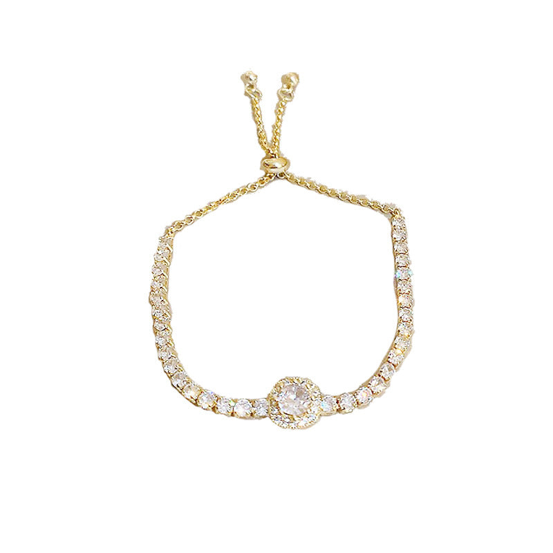 Korean Style Elegant Micro Inlaid Zircon Niche Pull Adjustable Bracelets