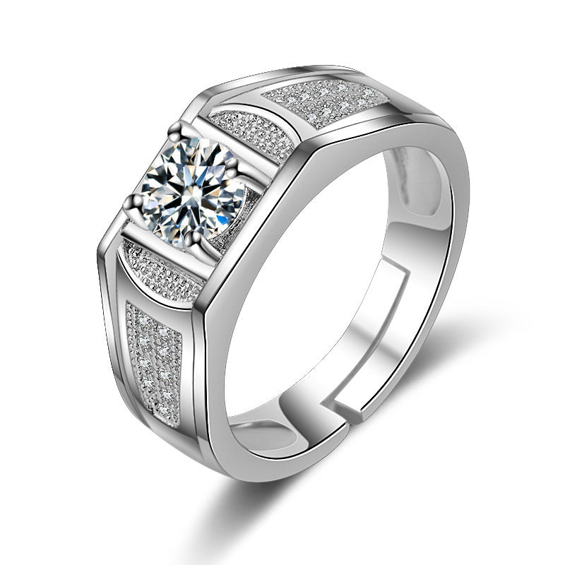 Men's Diamond Single Simulation Karat Wedding Classic Temperament Ring