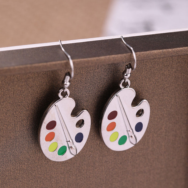 Drawing Board Palette Artist Temperament Simple Drop Oil Ear Earrings