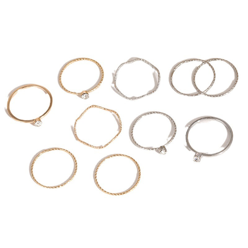 Simple Round Geometric Gold Sier Color Rings