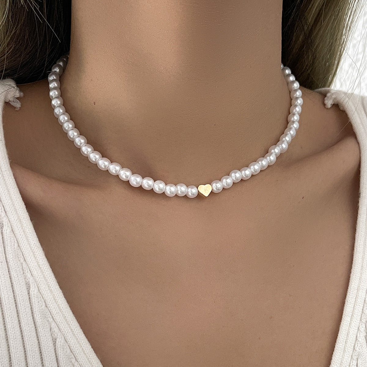 Women's Wind Pearl Heart Stringed Pearls Sweet Cool Cute Necklaces