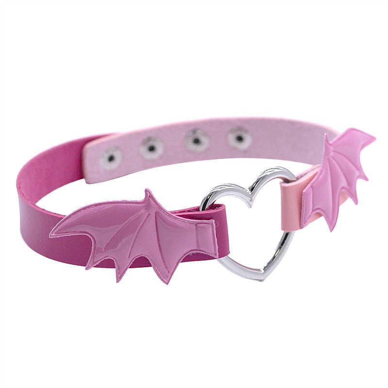 Skin Peach Heart Love Bat Wings Devil Necklaces