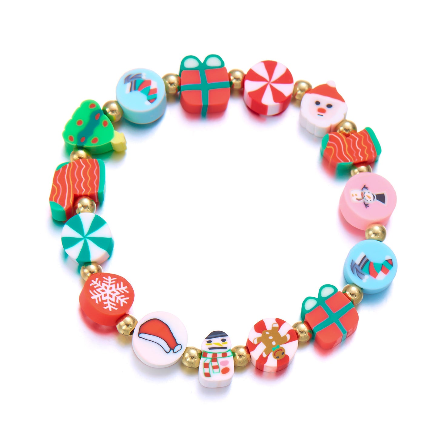 Christmas Fashion Polymer Clay Santa Snowman Bracelets