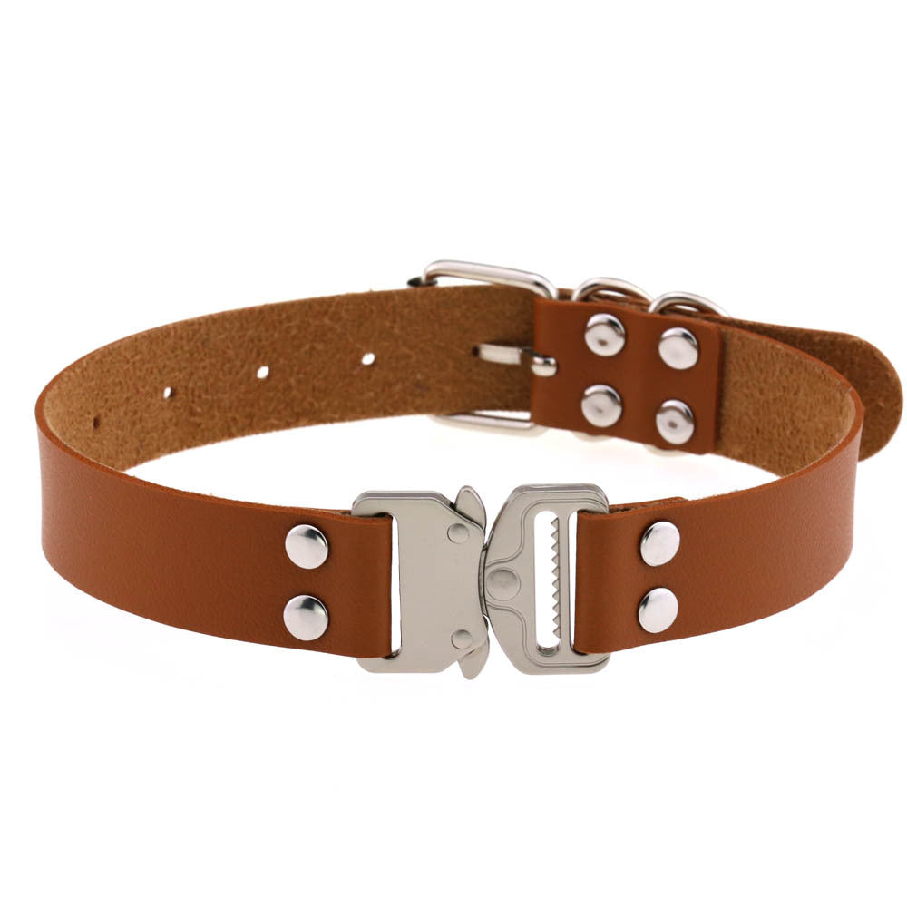 Simple Release Buckle Clavicle Creative Classic Pin Leather Collar