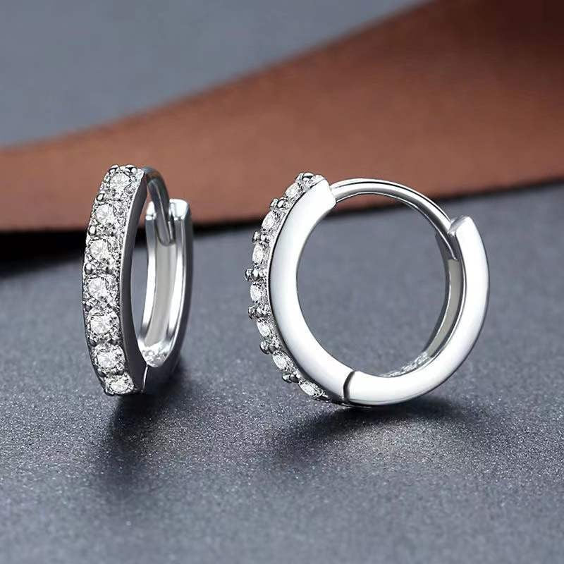 Fashion Sier Niche Zircon Light Luxury Ear Clip Graceful High Stud Earrings