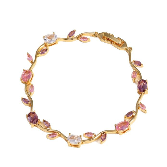 Tulip Colorful Crystals Gem Flower Light Bracelet
