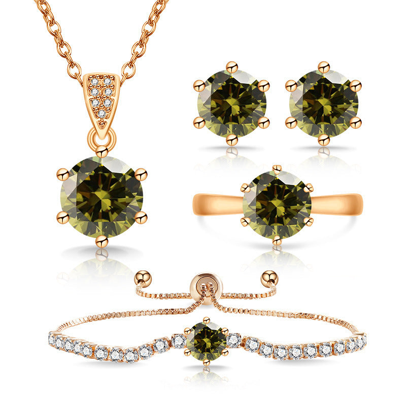 Super Flash Classic Colored Gems Pcs Jewelry Set