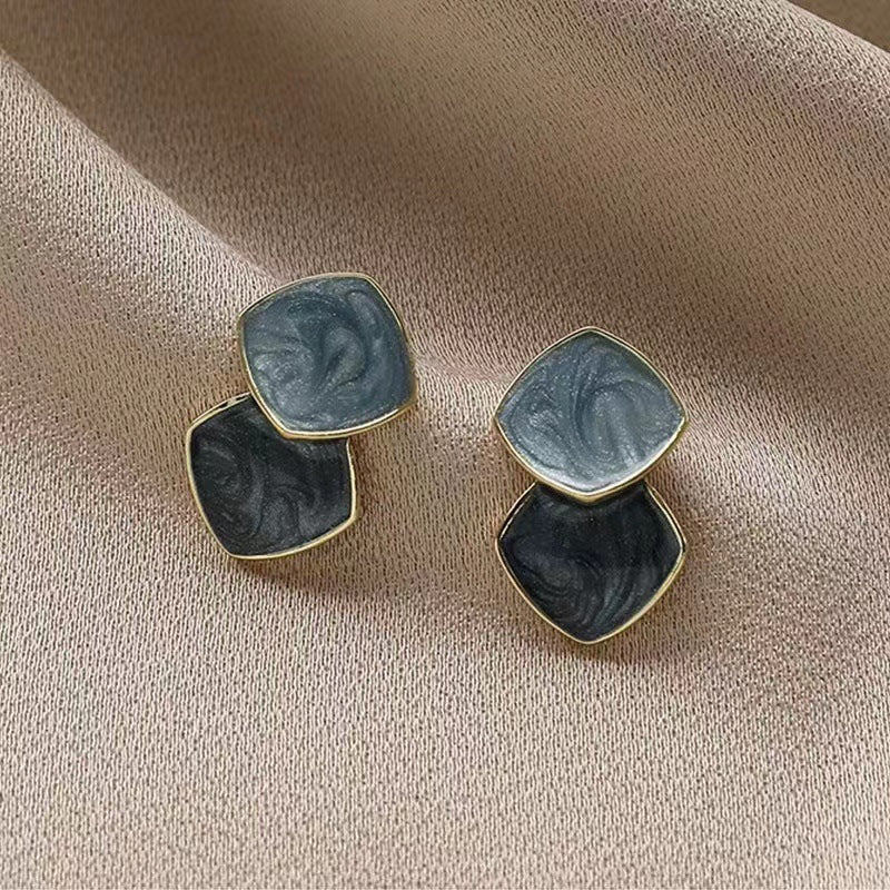 Matte Simple Square Vintage Style Fashion Earrings