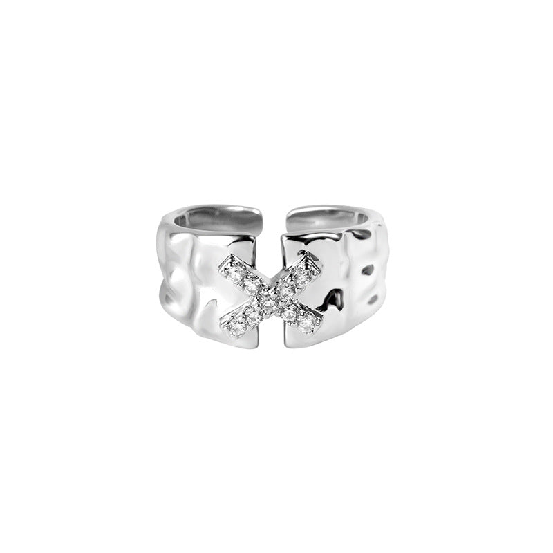 Design High-grade Sweet Cool Personality Cross Chain Open Female Rings