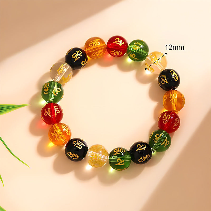 Gilding Lettering Six Words Mantra Buddha Beads Female Bracelet