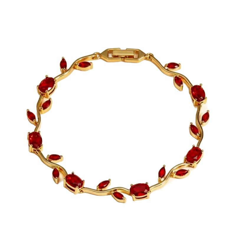 Luxury Style Quality Inlaid Color Zircon Branches Fashion Light Full Bracelet