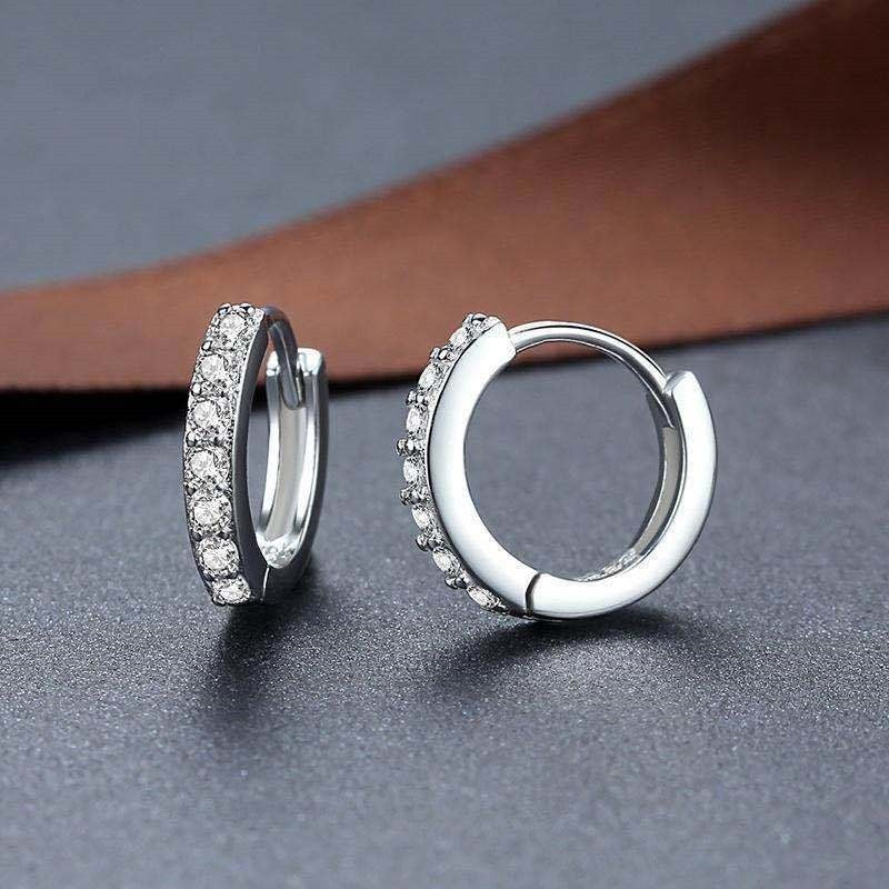 Women's Sier Needle Single Row Diamond Korean Fashion Earrings