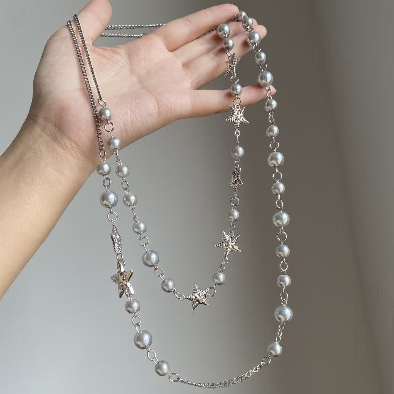 Vacation Style Blue Crystal String Beads Starfish Female Sweet Cute Necklace
