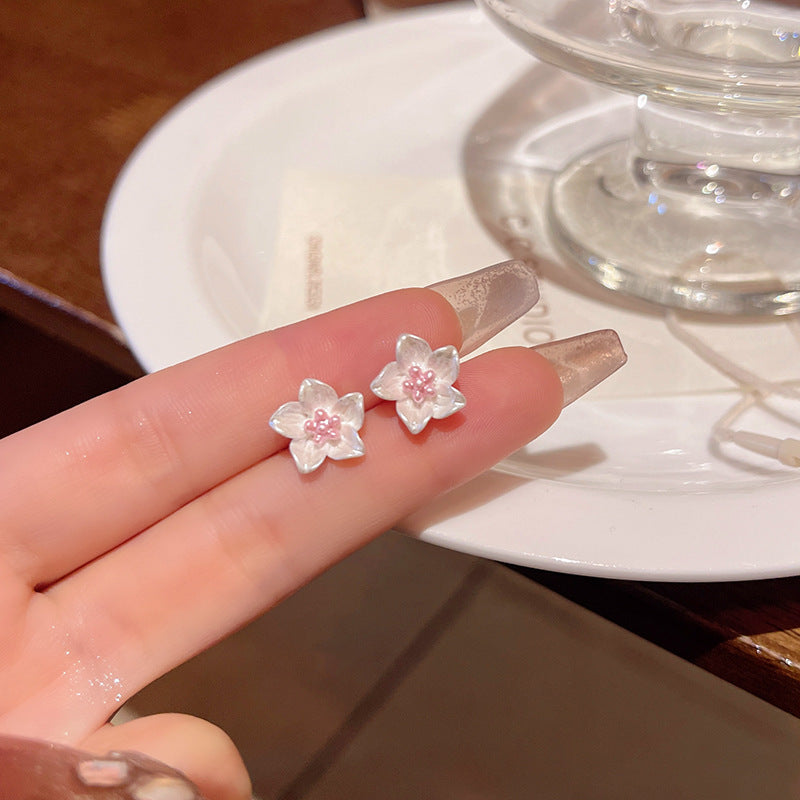 Women's Sier Needle Fashion Small Fresh Pearl Flower High-grade Exquisite Opal Rings