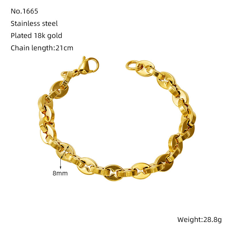 Women's & Men's Vachette Clasp Fashion Day Font Oval Bracelets