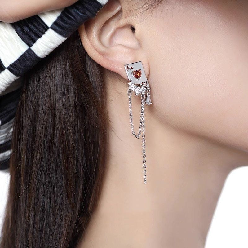 Dripping Oil Design Love Heart Red Peach Elegance Stud Earrings