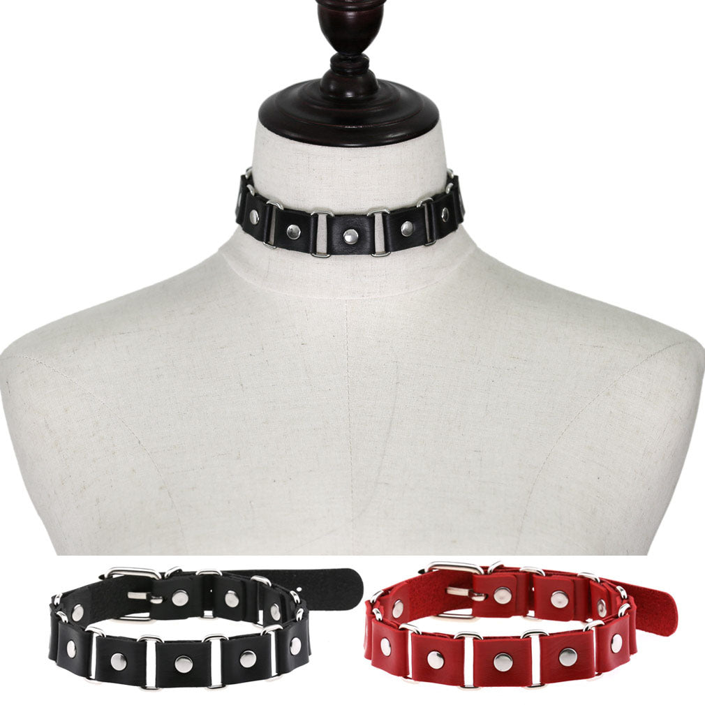 Punk Gothic Elegant Stitching Neckband Simple Personality Buckle Necklaces