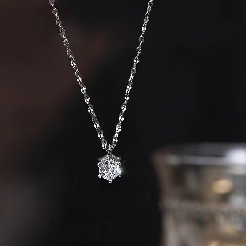 Women's Single Rhinestone Stainless Steel Light Luxury Zirconia Fairy Necklace