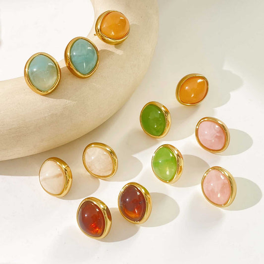 Women's Resin For French Entry Lux Smudges Ornamental Stone High-grade Earrings