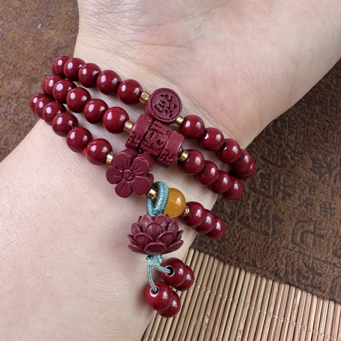 Women's Cinnabar Beads Three-circle Purple Gold Sand Bracelets