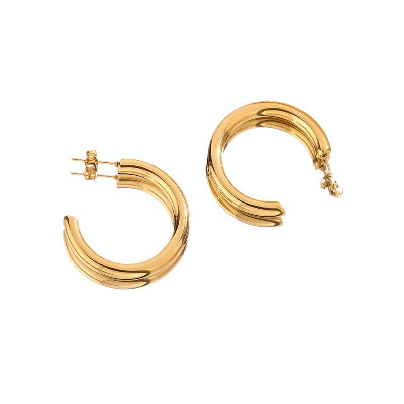 Women's Trendy High-grade Circle Small Ear Stainless Earrings