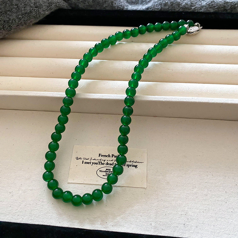 Emerald Geometric Glaze Beaded Chinese Simple High-grade Clavicle Necklaces