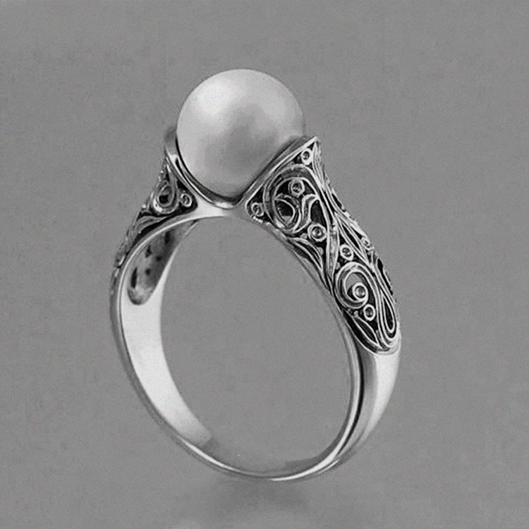 Women's & Men's Vintage Inlaid Synthetic Pearl Gold-plated Niche Retro Ring
