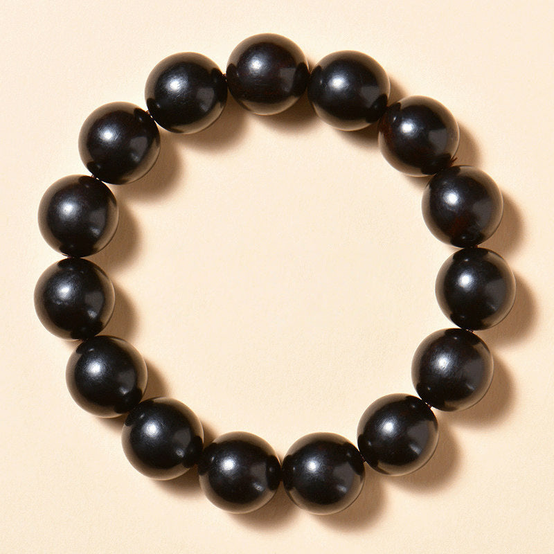 Women's & Men's Black Purple Sandalwood Rosary Small Hole Bracelet