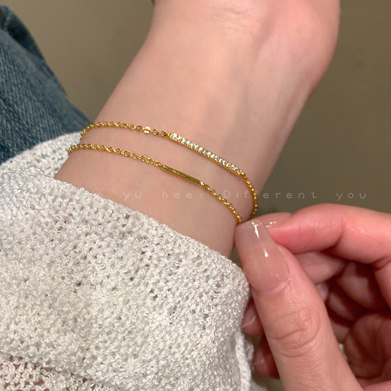 Plated Double Layer Twin Refined Zircon Bracelets