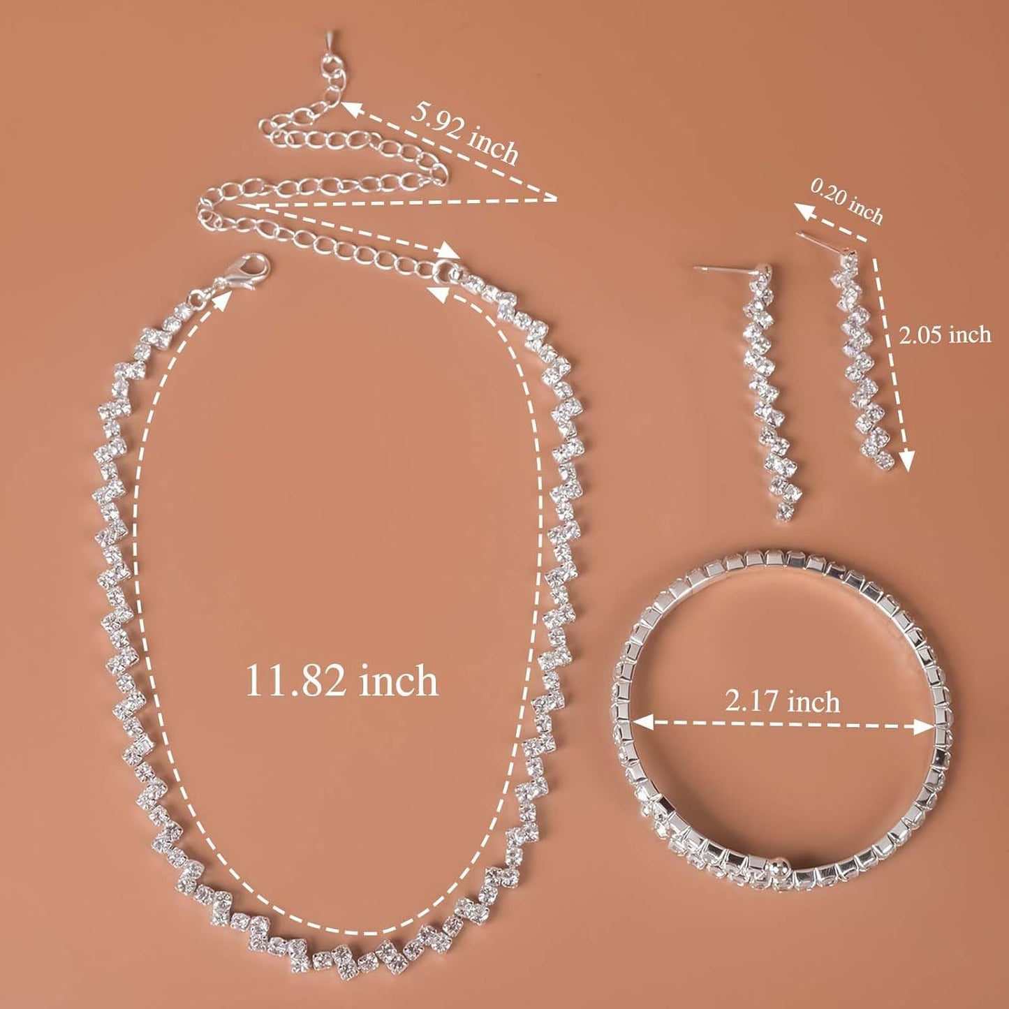 Women's Popular Three-piece Wave Flowing Formal Dress All Match Jewelry Set