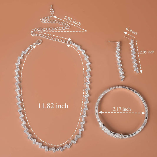 Women's Popular Three-piece Wave Flowing Formal Dress All Match Jewelry Set