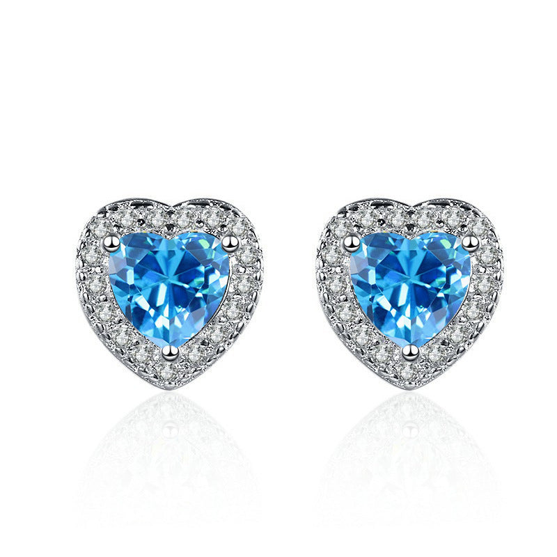 Women's Heart-shaped Artificial Diamond Super Flash Zircon For Stud Earrings