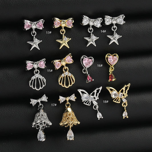 Women's Bone Wind Chimes Titanium Steel Flat Bowknot Earrings