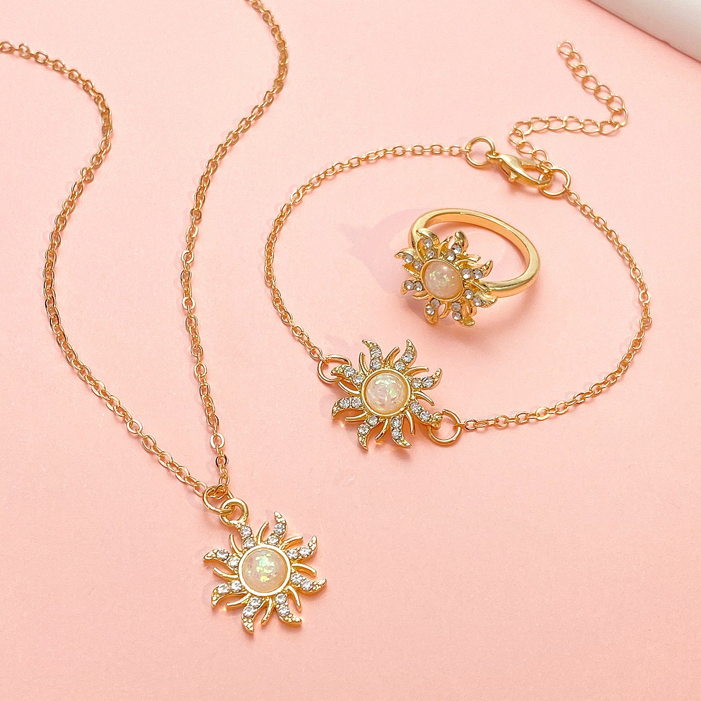 Fashion Vintage Dopamine Barbie Princess Opal Jewelry Set
