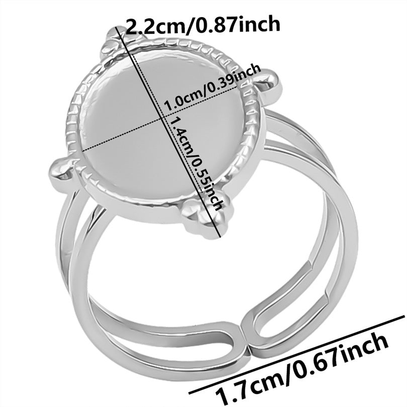Women's & Men's Stainless Steel Titanium Geometric Oval Base Support Cold Rings