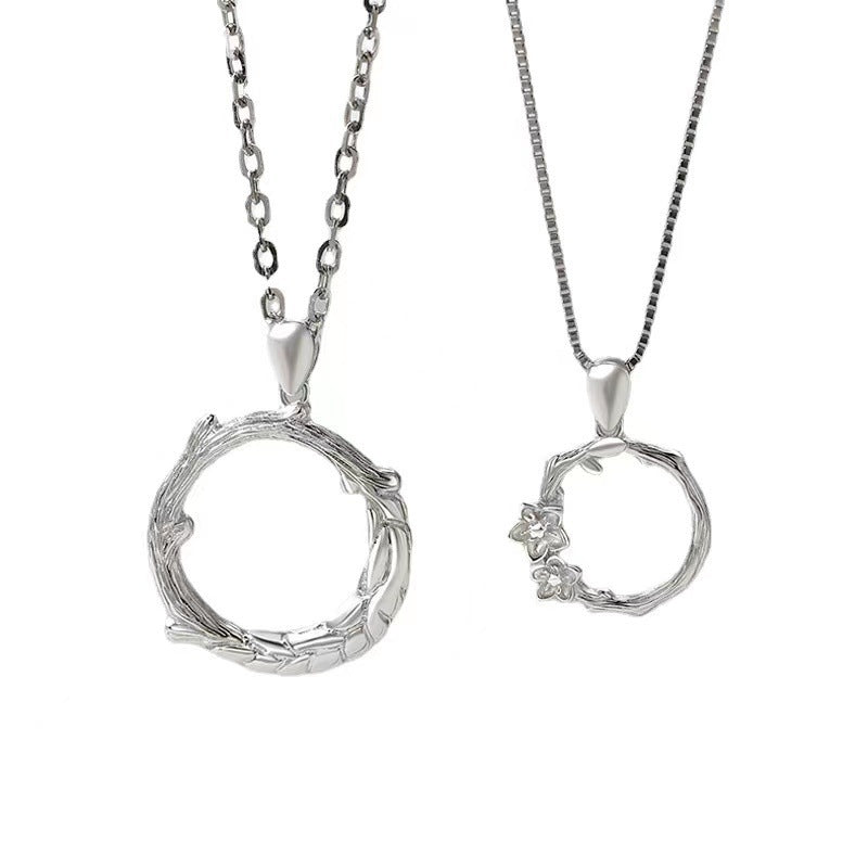 Myosotis Couple Pair Niche High Sense Thorn Flower Clavicle Chain Necklace