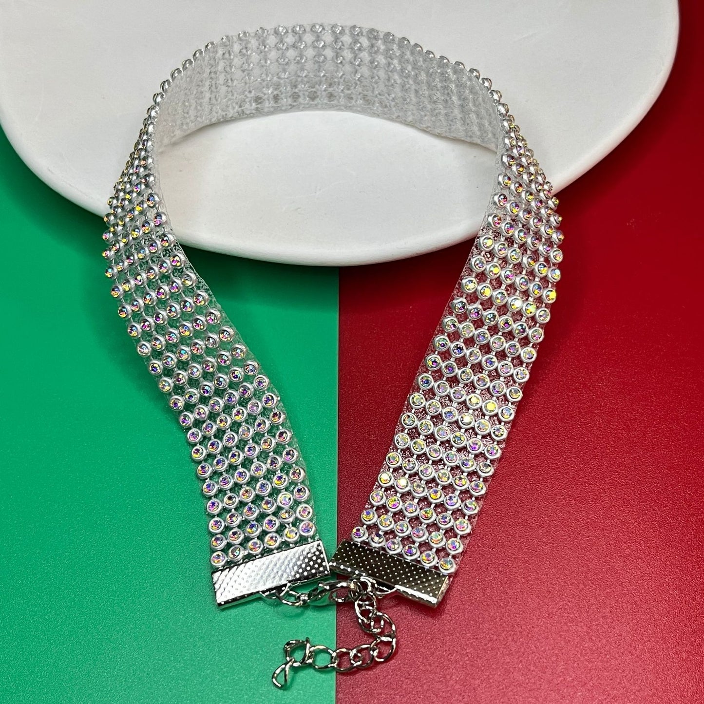 Mesh Plate Chain Full Diamond Beam Neck Collar