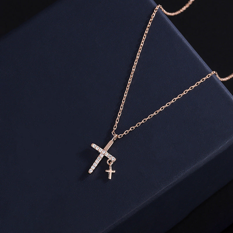 Cross Diamond Inlaid Clavicle Chain Cold Style Necklaces