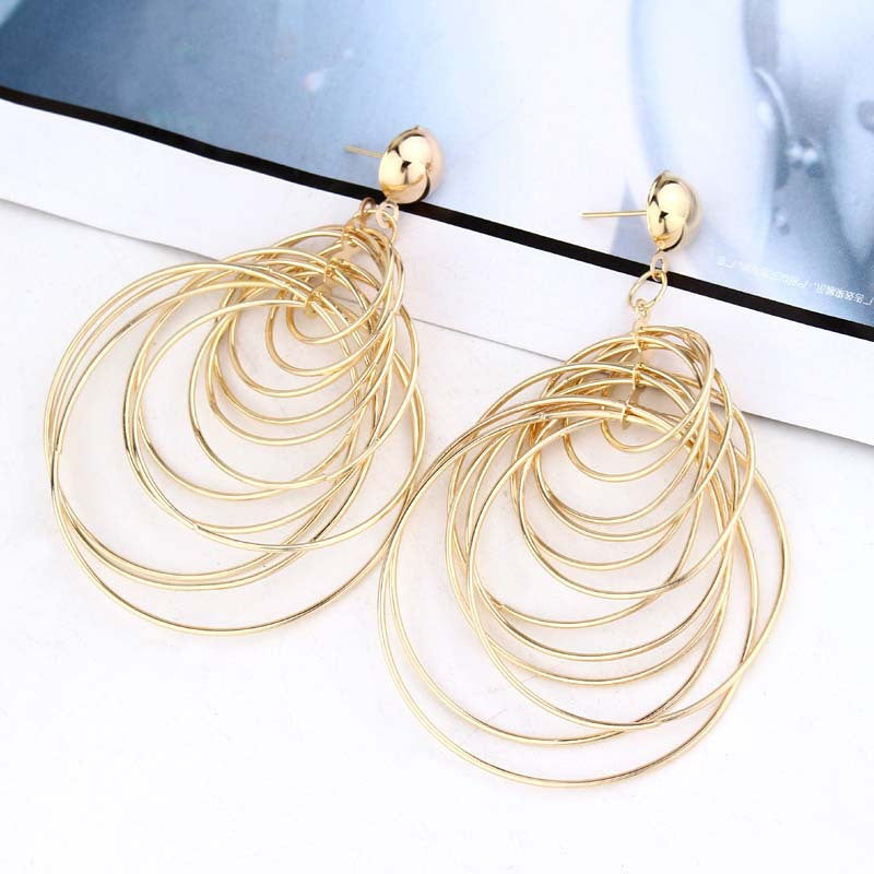 Personality Hipster Nightclub Exaggerated Geometry Ear Stud Earrings