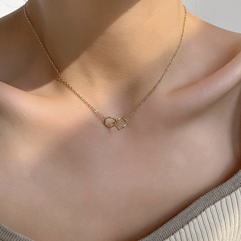 Women's Corrugated Square Korean Niche Design Trendy Cold Necklaces