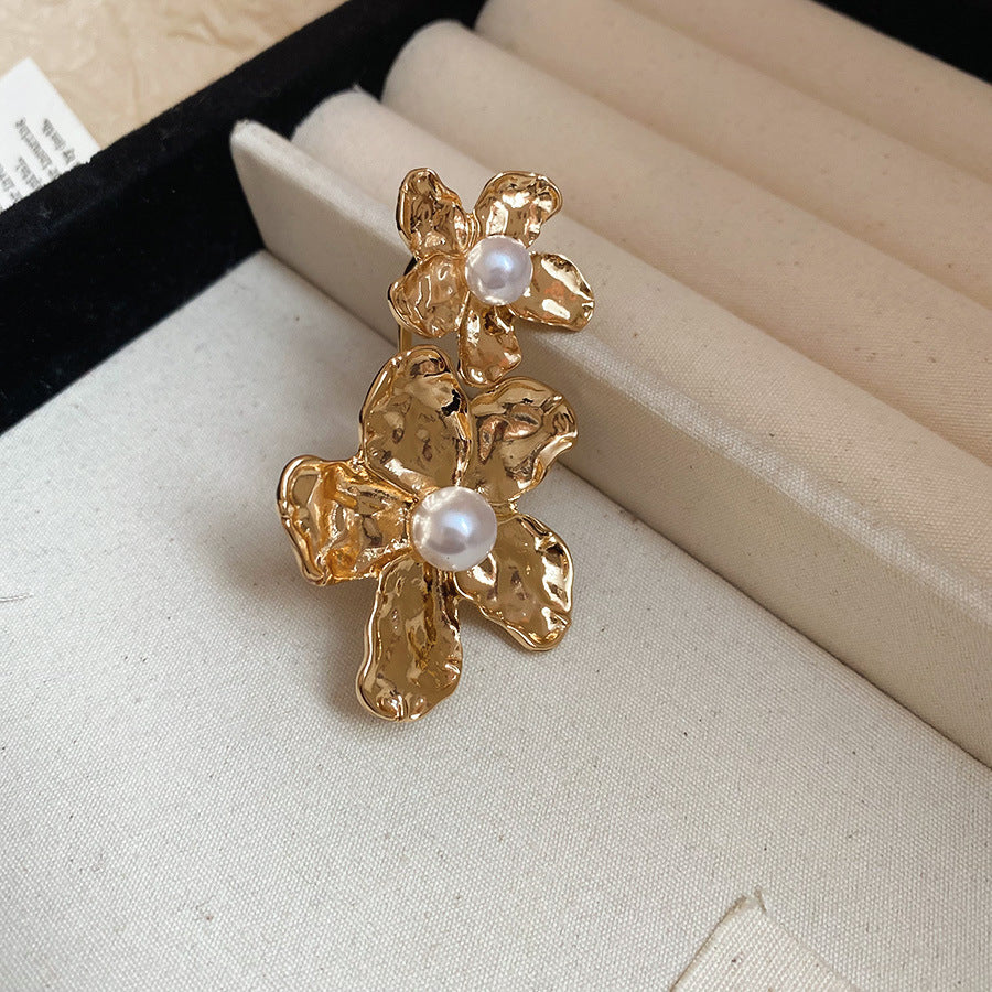 Women's Enamel Flower Open Golden Petal Design Rings