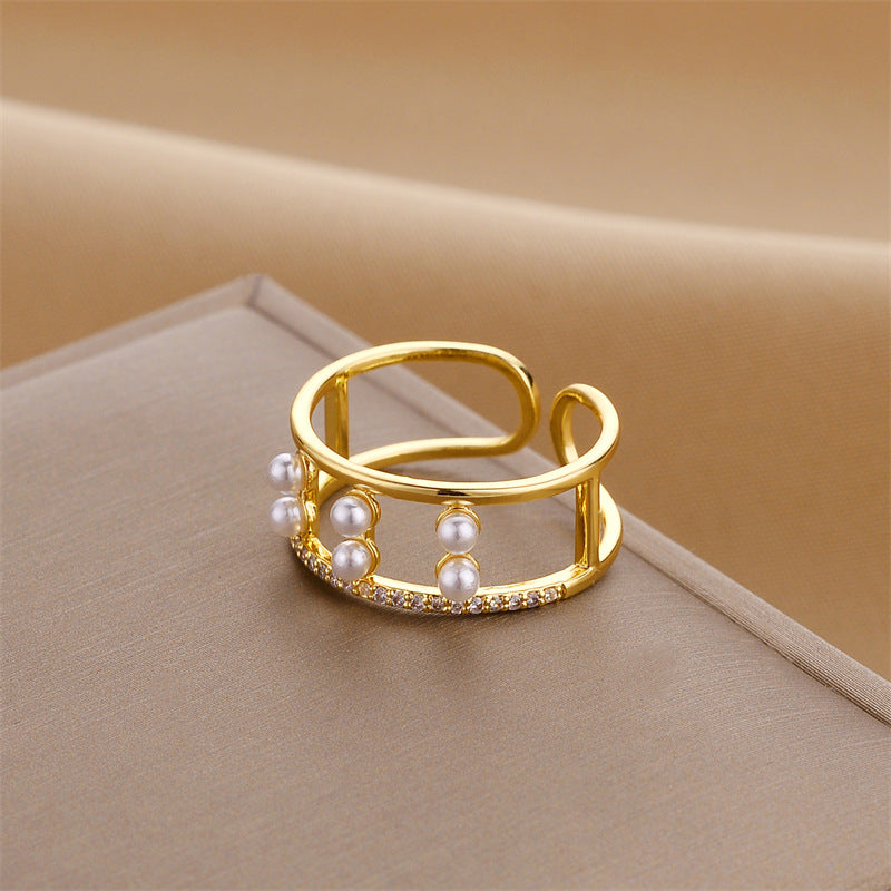 Women's Style Personalized Advanced Light Luxury Pearl Rings